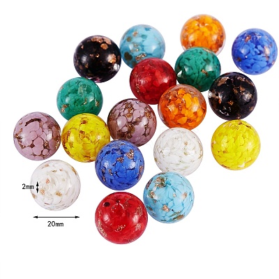 18Pcs 9 Colors Handmade Gold Sand Lampwork Beads LAMP-SZ0001-05-1