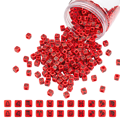 Constellation/Zodiac Sign Opaque Acrylic European Beads OPDL-AR0001-02-1
