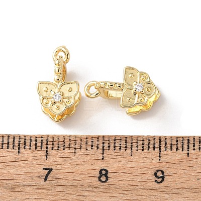Brass with Clear Cubic Zirconia Ice Pick Pinch Bails KK-G551-01G-02-1