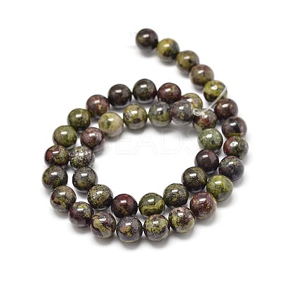 Natural Dragon Blood Jasper Round Beads Strands G-P075-04-4mm-1