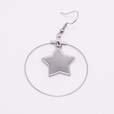 Stainless Steel Dangle Earrings LS-STAS-WH0015-37P-1