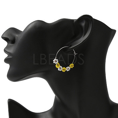 Flower Glass Seed Wine Glass Charms AJEW-JO00189-1