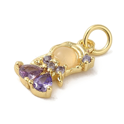 Brass Micro Pave Colorful Cubic Zirconia Glass Pendants KK-R162-026D-G-1