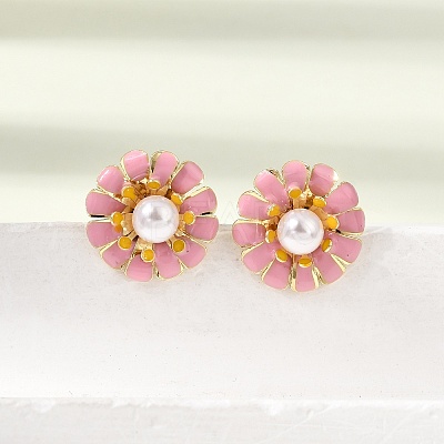 Brass Enamel Stud Earrings KK-CBA8324-27G-01-1