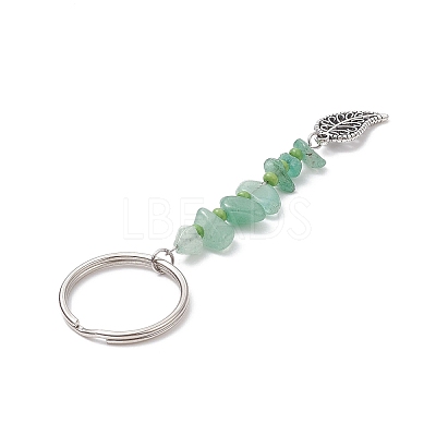 Chakra Gemstone Chip Keychains with Glass Seed Beads KEYC-JKC00473-1