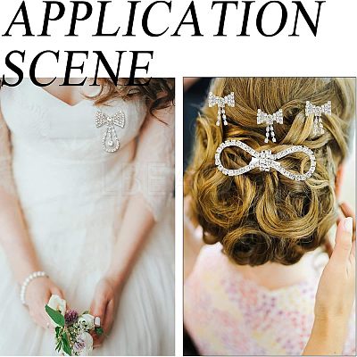 12Pcs 4 Style Crystal Rhinestone Bowknot Lapel Pins JEWB-CA0001-19-1