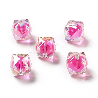 Two Tone UV Plating Rainbow Iridescent Acrylic Beads TACR-D010-02I-1