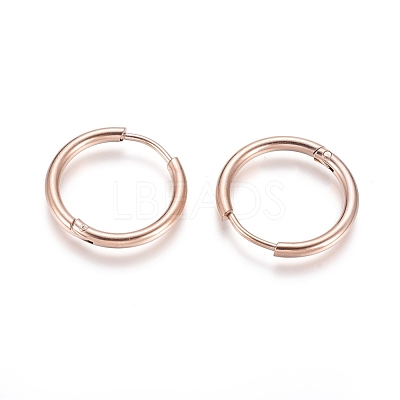 Ion Plating(IP) 304 Stainless Steel Huggie Hoop Earrings EJEW-F111-18mm-RG-1