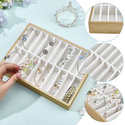 20 Grids PU Leather Bangle Organizer Display Trays BDIS-WH0008-19A-1