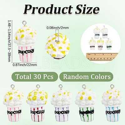 30Pcs Popcorn Resin Pendants RESI-SC0006-80-1