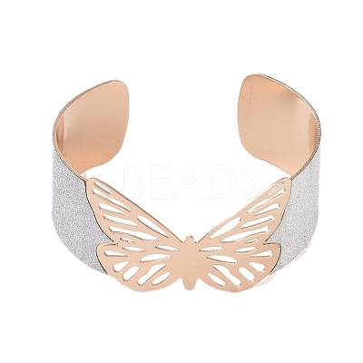 Butterfly Alloy Open Cuff Bangles for Women BJEW-L686-01B-1
