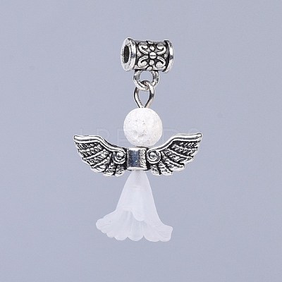 Transparent Frosted Acrylic Flower Pendants PALLOY-JF00372-03-1