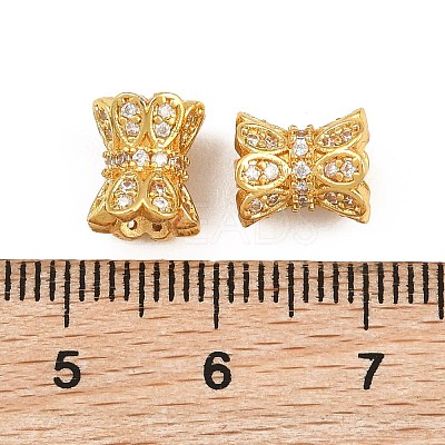 Brass Micro Pave Clear Cubic Zirconia Beads CU-CBA6A75-10G-1