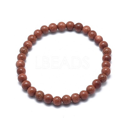 Synthetic Goldstone Bead Stretch Bracelets BJEW-K212-B-002-1