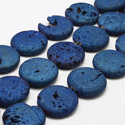 Electroplated Natural Druzy Geode Crystal Beads Strands G-N0251-30mm-04-1