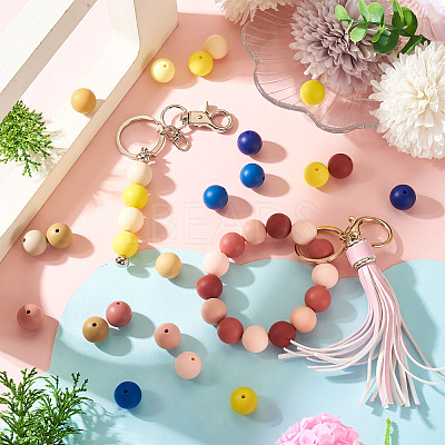 40Pcs 4 Colors Round Silicone Focal Beads SIL-TAD0001-02G-1