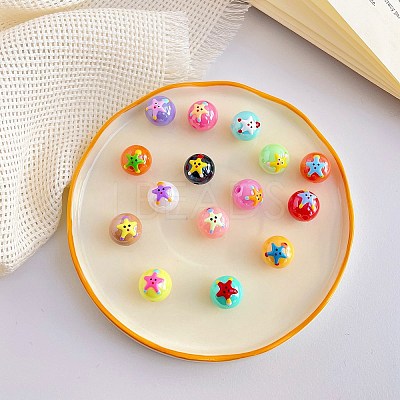 Opaque Acrylic Bead X-OACR-H028-C07-1