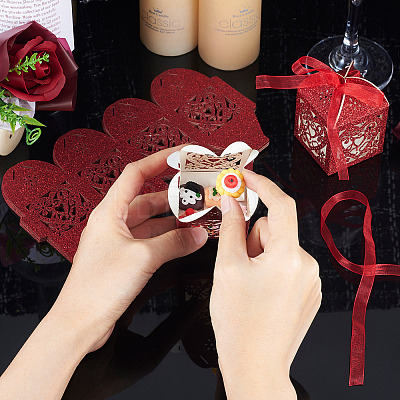 10Pcs Laser Cut Paper Hollow Out Heart & Flowers Candy Boxes CON-TA0001-10D-1