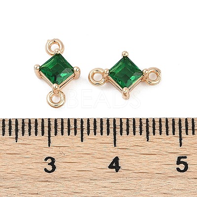 Brass Pave Glass Rhombus Links Connector Charms X1-GLAA-Q088-001F-1