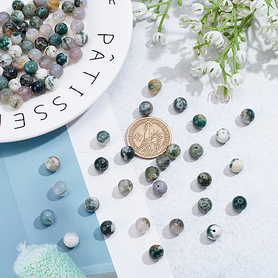 Natural Tree Agate Beads Strands G-AR0003-82-1