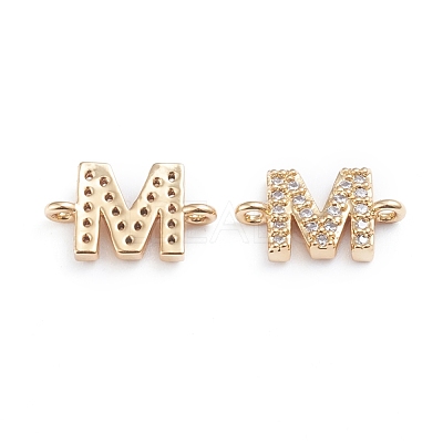 Brass Micro Pave Cubic Zirconia Letter Links ZIRC-I042-16G-M-1
