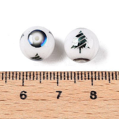 Christmas Opaque Glass Beads X-EGLA-R113-02E-1