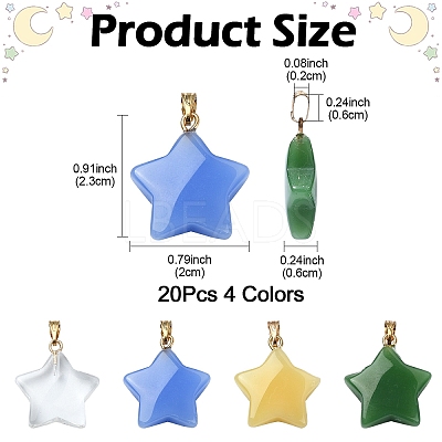 20Pcs 4 Colors Glass Pendants GLAA-YW0003-49-1