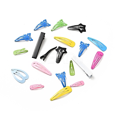 Spray Paint Iron Snap & Alligator Hair Clip Findings IFIN-P038-01-1