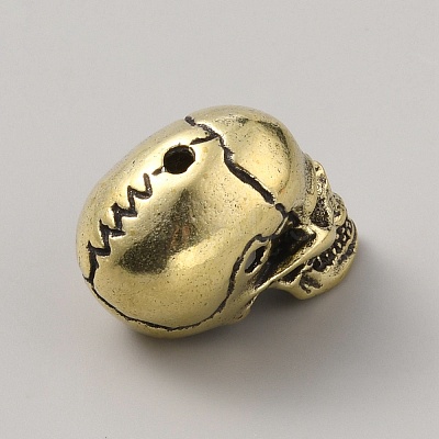 Brass Skull Beads FIND-WH0148-020A-1