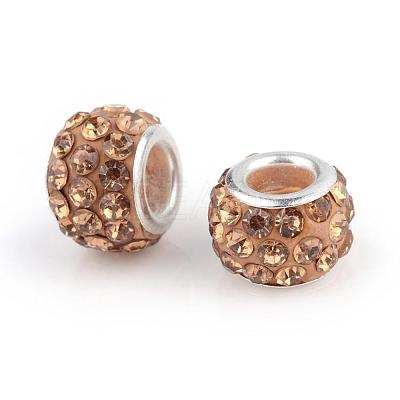 Polymer Clay Rhinestone European Beads CPDL-T001-06-1