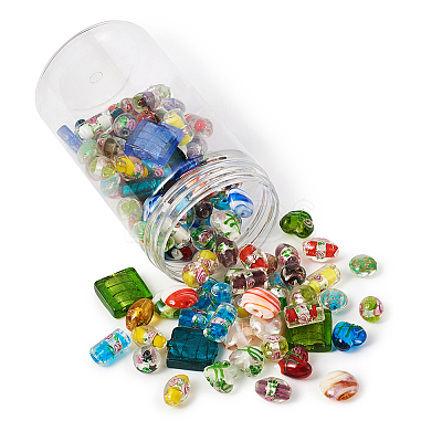 Handmade Silver Foil Lampwork Glass Beads FOIL-CD0001-01-1