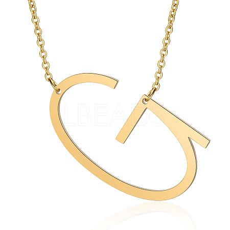 201 Stainless Steel Initial Pendants Necklaces NJEW-S069-JN004D-G-1