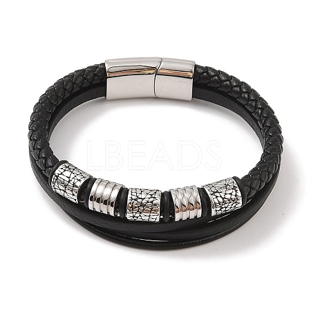 Braided Microfiber Leather Multi-strand Bracelets BJEW-B096-07B-1