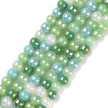 Transperant Electroplate Glass Beads Strands GLAA-P056-4mm-B04-1