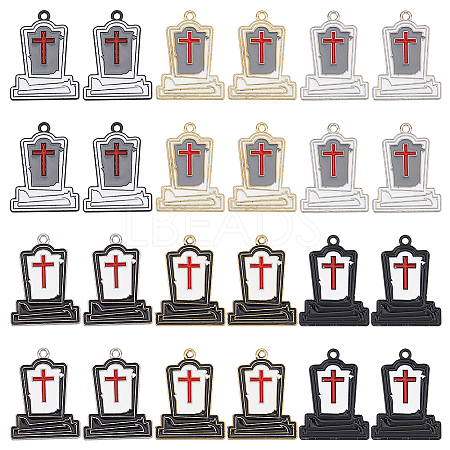 SUNNYCLUE 36Pcs 6 Styles Halloween Theme Rack Plating Spray Painted Alloy Enamel Pendants FIND-SC0006-06-1