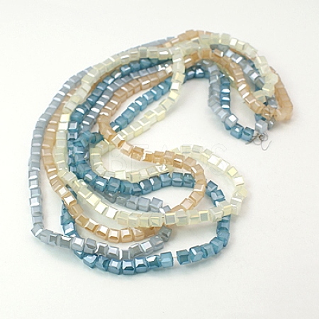 Electroplate Glass Beads Strands EGLA-D018-4x4mm-M2-1