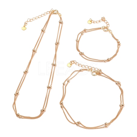 Brass Curb Chains Multi-strand Bracelets SJEW-JS01134-1
