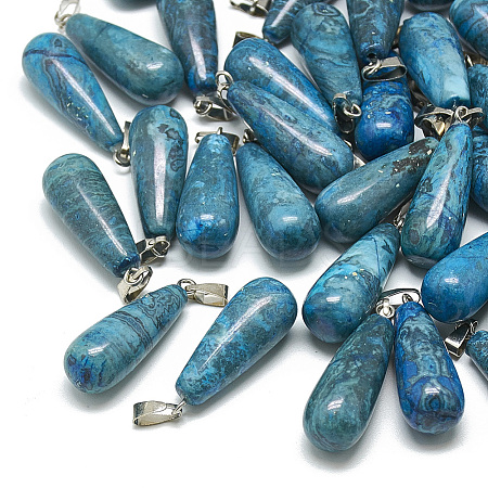 Dyed Natural Blue Agate Pendants X-G-T081-23-1