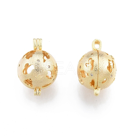 Ion Plating(IP) Brass Hollow Diffuser Locket Pendants KK-C006-27G-1