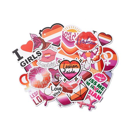 Cartoon Lesbian Pride Theme Paper Stickers Set DIY-M031-55-1