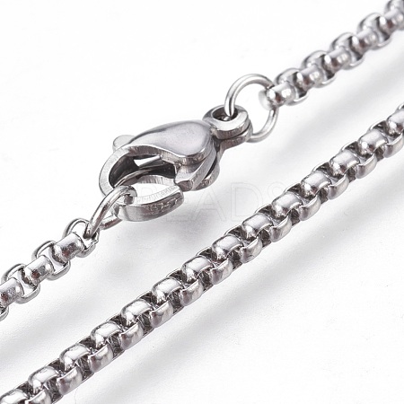 304 Stainless Steel Box Chain Necklaces NJEW-F236-01P-1