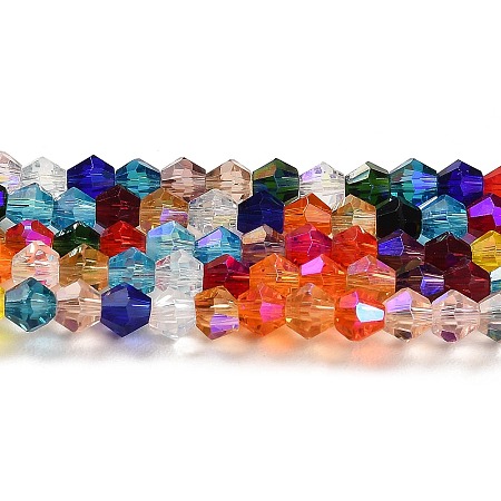 Transparent Electroplate Glass Beads Strands GLAA-F029-4mm-D29-1