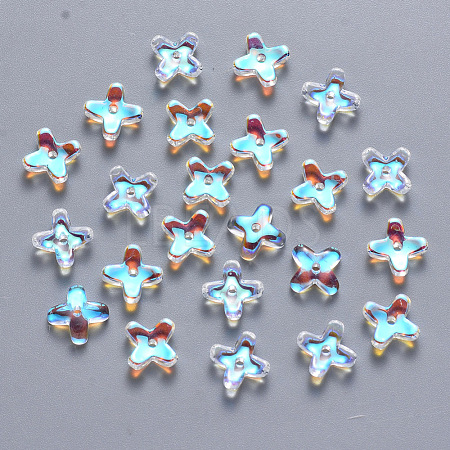 Transparent Spray Painted Glass Beads GLAA-R211-06-D01-1