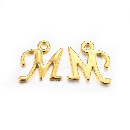 Golden Plated Alloy Letter Pendants X-PALLOY-J718-01G-M-1