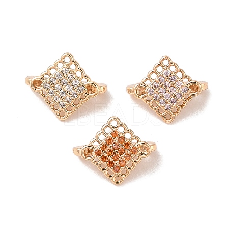 Brass Micro Pave Cubic Zirconia Spacer Bars KK-B100-071G-1