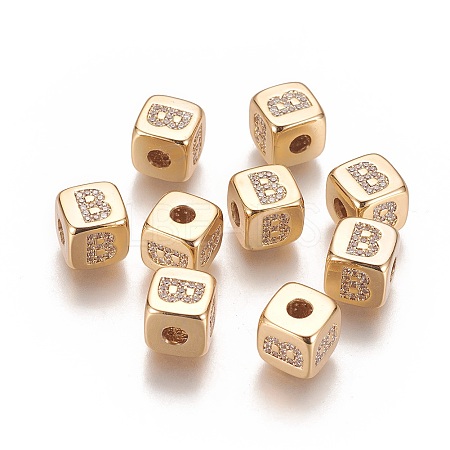 Brass Micro Pave Cubic Zirconia Beads KK-K238-16G-B-1
