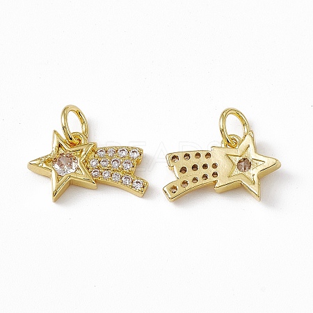 Rack Plating Brass Cubic Zirconia Charms KK-C007-22G-1