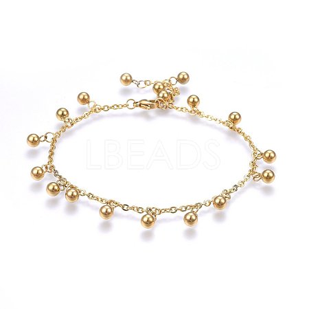 304 Stainless Steel Charm Anklets AJEW-L065-10G-1