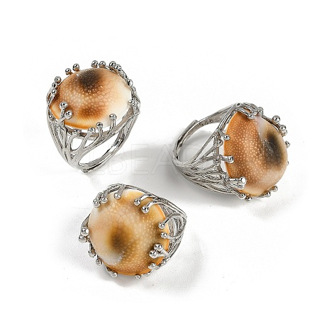 Half Round Natural Shell Finger Rings RJEW-P128-05P-1