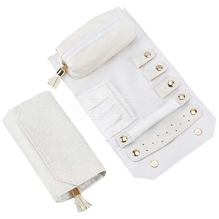 Imitation Leather Glitter Powder Travel Jewelry Storage Rolls for Earrings Rings Bracelets Necklaces ABAG-WH20005-74B-1